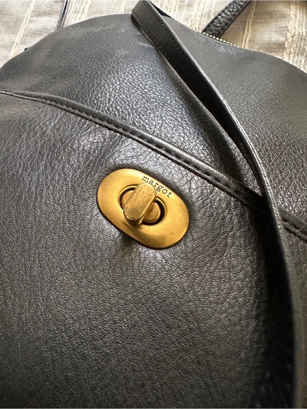 MARGOT New York Black Leather Camille Convertible Backpack